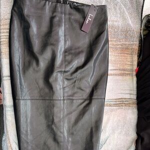 Luxe Black Leather Pencil Skirt lulus